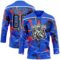Custom Thunder Blue Black Red Yellow-White Lightning Hockey Lace Neck Jersey
