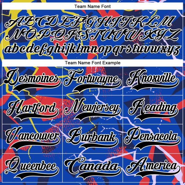 Custom Thunder Blue Black Red Yellow-White Lightning Hockey Lace Neck Jersey