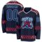 Custom Navy US Navy Blue Red-White Plaid Hockey Jersey