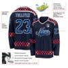 Custom Navy US Navy Blue Red-White Plaid Hockey Jersey