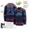 Custom Navy US Navy Blue Red-White Plaid Hockey Jersey