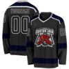 Custom Black Blue-White Plaid Hockey Jersey