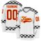 Custom White Red Gold-Black Plaid Hockey Jersey