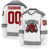 Custom White Red Gray-Black Plaid Hockey Jersey