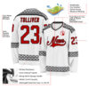 Custom White Red Gray-Black Plaid Hockey Jersey