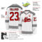 Custom White Red Gray-Black Plaid Hockey Jersey