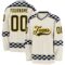 Custom Cream Black Yellow Red-Blue Plaid Hockey Jersey