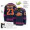 Custom Navy Orange Purple Pink-White Plaid Hockey Jersey