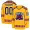 Custom Gold Navy Pink Black-White Plaid Hockey Jersey