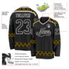 Custom Black Yellow-White Plaid Hockey Jersey