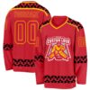 Custom Red Black-Gold Plaid Hockey Jersey