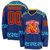 Custom Royal Red Blue-Gold Plaid Hockey Jersey