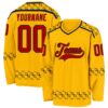 Custom Gold Red Navy-Black Plaid Hockey Jersey