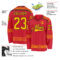 Custom Red Yellow-Black Plaid Hockey Jersey