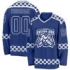 Custom Royal White Plaid Hockey Jersey