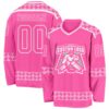 Custom Pink White Plaid Hockey Jersey