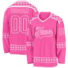 Custom Pink White Plaid Hockey Jersey