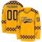 Custom Gold Brown Purple Navy-White Plaid Hockey Jersey