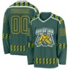 Custom Green Gold-White Plaid Hockey Jersey
