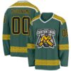 Custom Green Black Gold-White Plaid Hockey Jersey