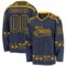 Custom Navy Gold Plaid Hockey Jersey