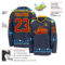 Custom Navy Red Blue Pea Green-Gold Plaid Hockey Jersey