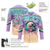Custom Light Purple Ice Blue-Brown Gradient Hawaii Tropical Palm Trees Hockey Lace Neck Jersey