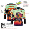 Custom Black Orange Ice Blue-Brown Gradient Hawaii Tropical Palm Trees Hockey Lace Neck Jersey