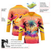 Custom Yellow Bay Orange Medium Purple-White Gradient Hawaii Tropical Palm Trees Hockey Lace Neck Jersey