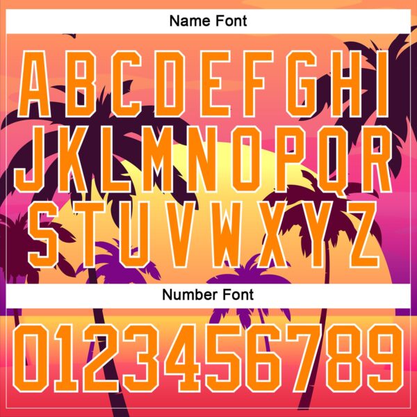 Custom Yellow Bay Orange Medium Purple-White Gradient Hawaii Tropical Palm Trees Hockey Lace Neck Jersey