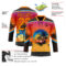 Custom Brown Bay Orange Yellow-Sky Blue Gradient Hawaii Tropical Palm Trees Hockey Lace Neck Jersey