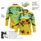 Custom Yellow Pea Green-Brown Gradient Hawaii Tropical Palm Trees Hockey Lace Neck Jersey