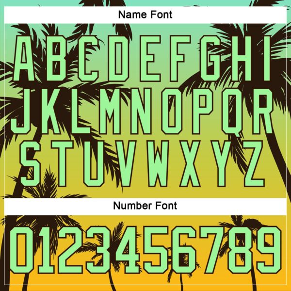 Custom Yellow Pea Green-Brown Gradient Hawaii Tropical Palm Trees Hockey Lace Neck Jersey