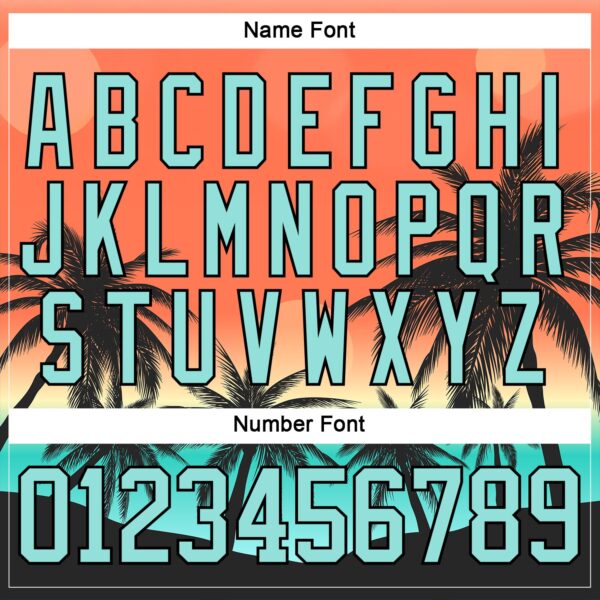 Custom Black Ice Blue-Orange Gradient Hawaii Tropical Palm Trees Hockey Lace Neck Jersey