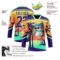 Custom Purple Yellow-Pea Green Gradient Hawaii Tropical Palm Trees Hockey Lace Neck Jersey