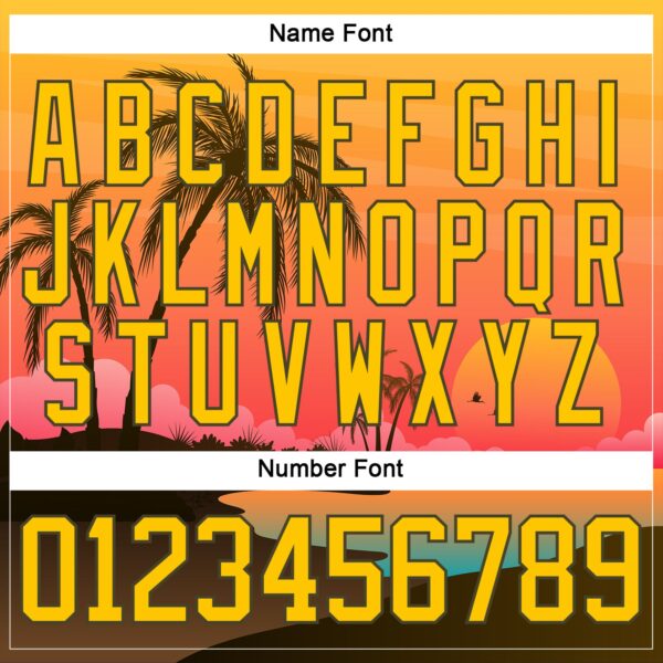 Custom Olive Yellow-Bay Orange Gradient Hawaii Tropical Palm Trees Hockey Lace Neck Jersey