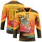 Custom Olive Yellow-Bay Orange Gradient Hawaii Tropical Palm Trees Hockey Lace Neck Jersey