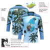 Custom Blue Green-White Gradient Hawaii Tropical Palm Trees Hockey Lace Neck Jersey