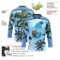 Custom Blue Green-White Gradient Hawaii Tropical Palm Trees Hockey Lace Neck Jersey