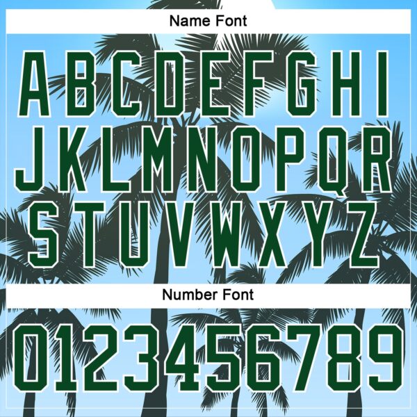 Custom Blue Green-White Gradient Hawaii Tropical Palm Trees Hockey Lace Neck Jersey