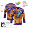 Custom Dark Purple Orange-White Gradient Hawaii Tropical Palm Trees Hockey Lace Neck Jersey