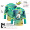 Custom Aqua Neon Yellow-Pea Green Gradient Hawaii Tropical Palm Trees Hockey Lace Neck Jersey