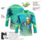 Custom Aqua Neon Yellow-Pea Green Gradient Hawaii Tropical Palm Trees Hockey Lace Neck Jersey