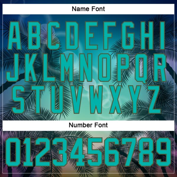 Custom Aqua Blue Olive-White Gradient Hawaii Tropical Palm Trees Hockey Lace Neck Jersey