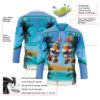 Custom Light Blue Lakes Blue-Kelly Green Gradient Hawaii Tropical Palm Trees Hockey Lace Neck Jersey