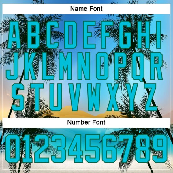 Custom Light Blue Lakes Blue-Kelly Green Gradient Hawaii Tropical Palm Trees Hockey Lace Neck Jersey