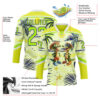 Custom Neon Yellow Neon Green Dark Purple-White Hawaii Tropical Palm Trees Hockey Lace Neck Jersey