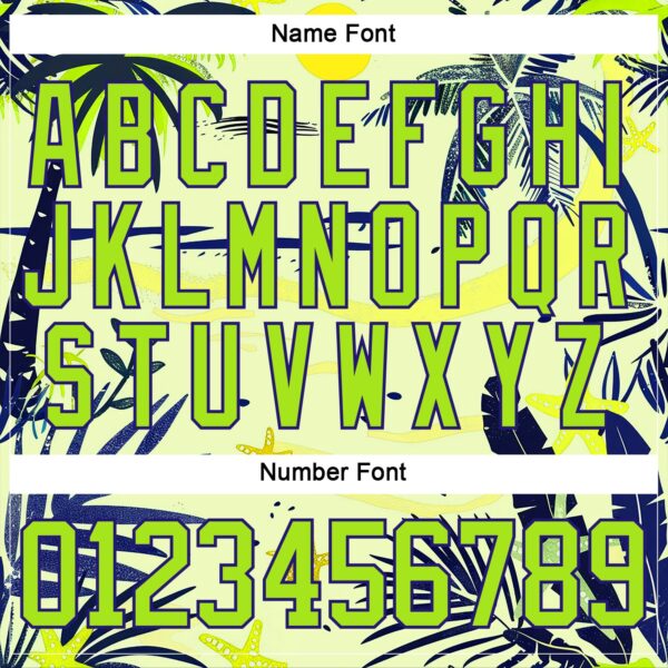 Custom Neon Yellow Neon Green Dark Purple-White Hawaii Tropical Palm Trees Hockey Lace Neck Jersey