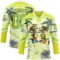 Custom Neon Yellow Neon Green Dark Purple-White Hawaii Tropical Palm Trees Hockey Lace Neck Jersey