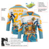 Custom Shadow Blue Gold Bay Orange-White Hawaii Tropical Palm Trees Hockey Lace Neck Jersey
